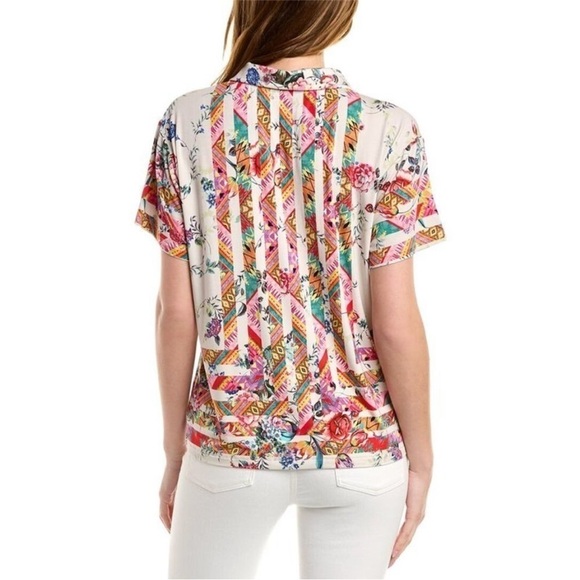 Johnny Was Azzy Flower Polo T-Shirt - Picture 2 of 7